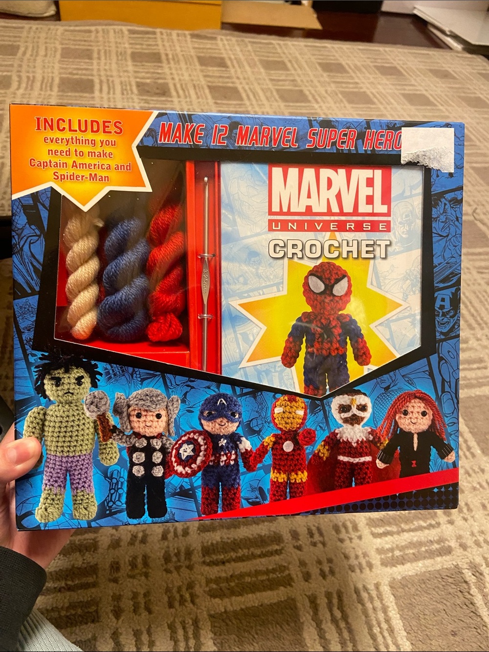 Marvel Crochet Kit - Red, Blue, White Yarn